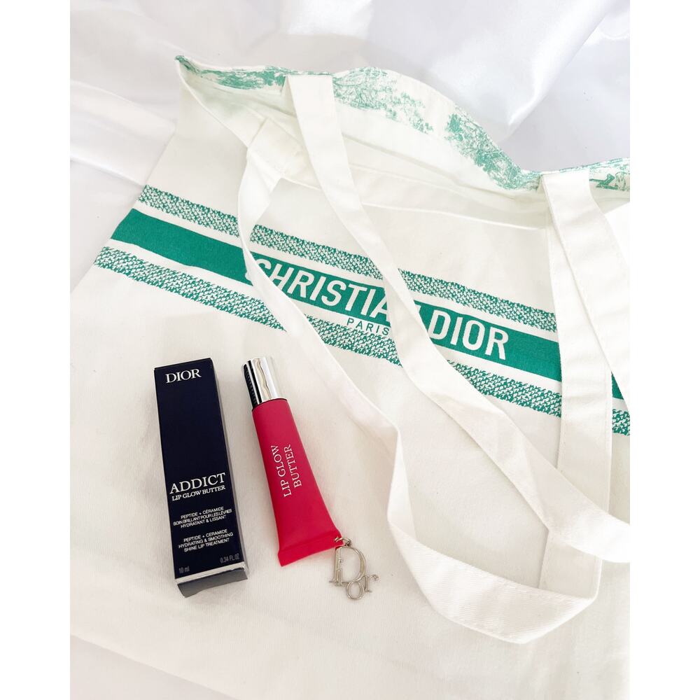 DIOR BUNDE Dioriviera Canvas Tote Bag DIOR ADDICT Lip Glow Butter Lip Treatment - Picture 11 of 11